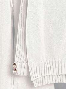 Franclia 2pcs Set Sweater Rajut Kasual Wanita Leher Tinggi Lengan Panjang Belahan Bawah Warna Polos - Aprikot - View 4
