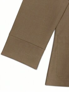 Franclia Women's Casual Solid Color Long Sleeve Blazer Jacket, Autumn - Brown - View 3