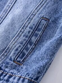 Tween  Boys' Denim Jacket, Casual Versatile Vintage Fashion All Season Distressed Open Front Lapel Long Sleeve Denim Jacket, Blue Childrens Denim Jacket Jean Jacket For Kids Kids Jean Jacket Boys Blue Denim Jacket Distressed Denim Jacket Kids Fall Winter