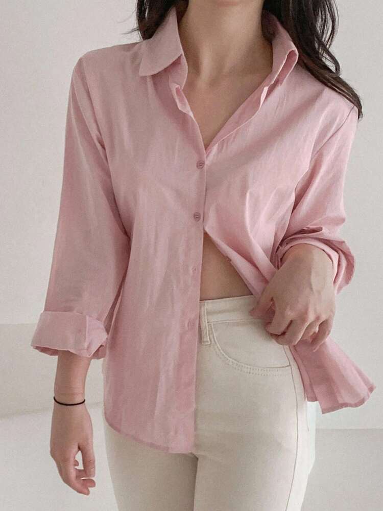 Women's Turndown Collar Long Sleeve Shirt