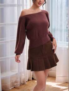 INAWLY Pull à manches raglan de couleur unie pour femmes, automne