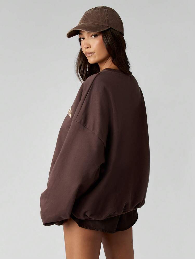 MISSGUIDED Crew Neck Graphic Sweatshirt With Text Print