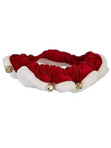 PETSIN 1件圣诞老人狗狗猫咪节日项链。趣味弹力宠物项圈配件，带铃铛。柔软项圈，带铃铛。 - 紅白色 - 查看 4