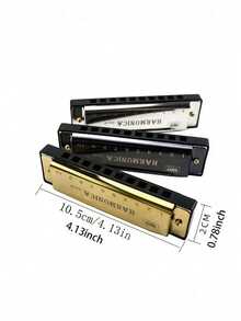 1pc Metal Diatonic 10-Hole Professional Blues Harmonica, Suitable For Beginners Mini Instruments, Guitar Pick, Round Harmonica, Harmonica, Instrument, Clarinet, Harmonica, Instrument, Clarinet, Music Instrument, Triangle Instrument, Professional Guitar, Harmonica, Music, Instrument, Metal Harmonica, Acoustic Guitar,Ggongi,Music,Harmonica,Harmonica,Music,Instrument - Multicolor - View 2
