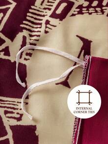 HARRY POTTER X SHEIN 3pcs Marauder's Map Print Bedding Set, Brushed Material, Soft & Warm, Red Duvet Cover, Suitable For Twin/Full/Queen/King Size Bed