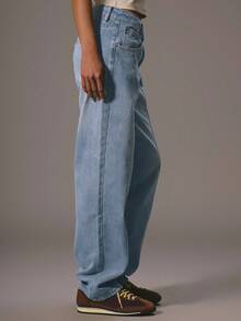 MUSERA Jeans slim taille mi-haute à jambe droite avec détails de couture et passants de ceinture. Style décontracté des années 90, idéal pour les concerts d'été, les sorties d'hiver à Nashville ou l'Oasis - Jean clair - Voir 3