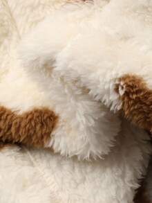 DAZY Women's Bear Pattern Plush Loose Pajama Set, Winter, Fall Clothes Thermal Lined, Fluffy, Cozy - Apricot - View 8