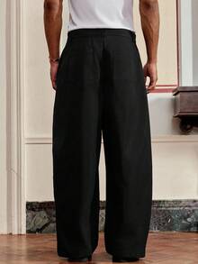 EASEVO 秋季大码男士纯色休闲裤 - 黑色 - 查看 2