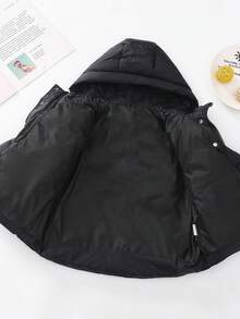 Girls New Cotton Padded Jacket, Thick Hooded Zipper Pocket Design, Unisex Baby Hooded Coat, Korean Style Children Outerwear For Autumn/Winter