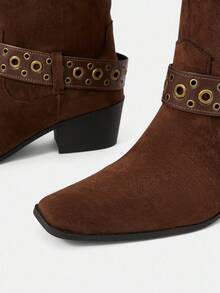 Styleloop Botas tejidas por encima de la rodilla para mujer, estilo bohemio para vacaciones, verano, estilo western, atuendos de festivales de música - Marrón - Ver 4
