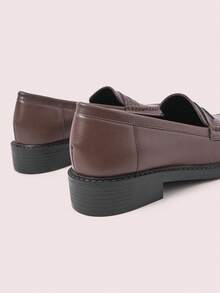 CUCCOO DOLLMOD Women's Brown PU Leather Classic Simple Casual Comfortable Loafers Flats - Coffee Brown - View 9