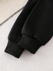 Sparklyn Bộ đồ liền thân thể thao hàng ngày màu đen dài tay có mũ trùm đầu, khóa kéo, thoải mái, bó eo, phong cách tối giản cho mùa thu - màu đen - Xem 3