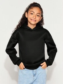 Radiana Tween Girl Casual Hooded Long Sleeve Thick Sweatshirt, Suitable For Autumn/Winter - Black - View 5