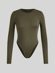 SHEIN EZwear Bộ 3 áo liền quần màu trơn thoải mái thường ngày dành cho nữ, thích hợp cho mùa xuân và mùa thu - Nhiều màu - Xem 5