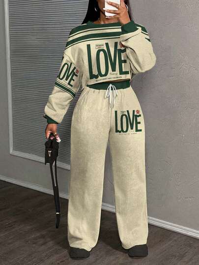 Slaydiva 2025秋冬/女士秋装/秋季女装/女士冬装/冬装/Y2K/街头潮流/女士两件套/返校季/女士外出服/爱情图案