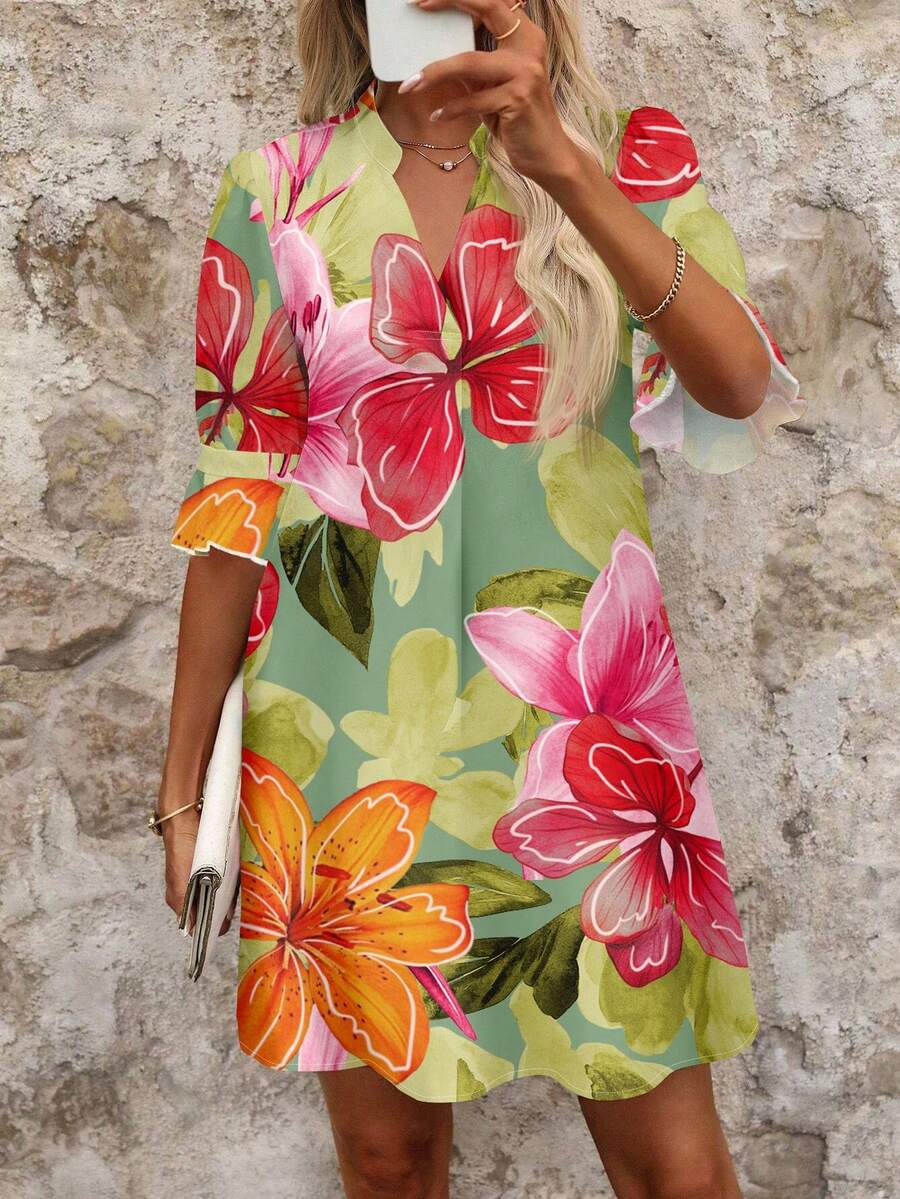 SHEIN Clasi Váy ngắn thường ngày họa tiết hoa dành cho nữ, thích hợp cho kỳ nghỉ - Nhiều màu - Xem 1