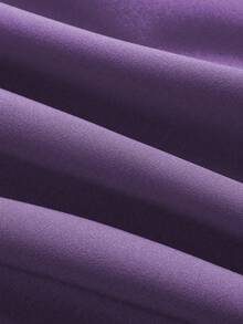 Sweetra 大码休闲拼色二合一抽绳A字长裙女装 - 紫色 - 查看 3