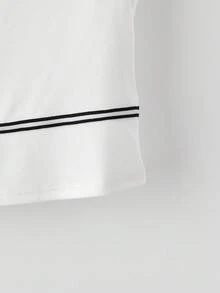 Franclia 女式白色单肩背心，黑色饰边，可爱夏季背心，海滩度假装 - 白色 - 查看 5