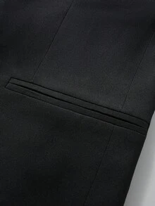 Manfinity Mode 男士派对撞色饰带披肩领双排扣西装外套和前缝西装裤套装 - 黑色 - 查看 5