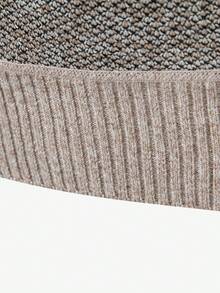 Manfinity Mode 男士休闲拼色立领毛衣，秋冬款，Old Money - 米色 - 查看 4