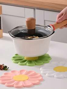 1 件硅胶三脚垫防滑耐热厨房台面热垫完美三脚架用于热菜现代设计锅碗瓢盆架别致雏菊花硅胶桌垫耐热，易清洁杯垫和锅垫 - 彩色 - 查看 4