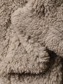 DAZY 女士加厚抓绒休闲连帽宽松家居服套装，秋冬保暖蓬松睡衣，舒适套装 - 卡其色 - 查看 8