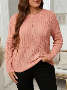 Modelyn Maglione casual oversize a girocollo, maniche lunghe, tinta unita, taglie comode