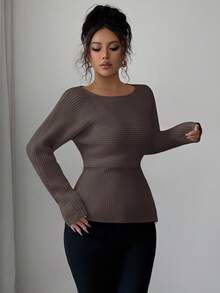 Elenzga 女士秋冬毛衣，复古斯德哥尔摩风格，奶油色，适合教师、学生、办公室、休闲、优雅、百搭、度假针织毛衣上衣 - 棕色 - 查看 4