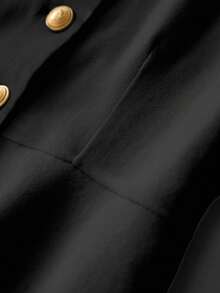 Franclia New Solid Color Lapel Short Waist Cinched Women Coat - Black - View 4