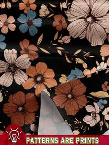 EMERY ROSE Váy suông cổ tròn tay ngắn họa tiết hoa chắp vá đơn giản rộng rãi cỡ lớn, phù hợp cho mùa thu/đông, váy đi biển, trang phục ngày lễ Boho - Nhiều màu - Xem 3