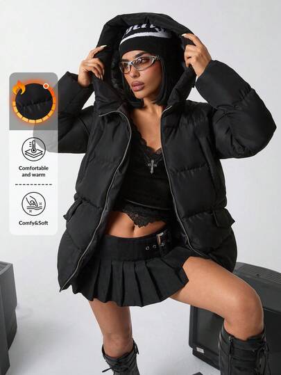 CasuGlow Women, Winter, Black, Front Zip Fastening, Padded Coat, Classic Hood, Long Sleeves, Two Side Pocket, Stright Hem, Ski, Snow, Adjustable Tape  Black Jacket Outerwear Women Streetwear Women Puffer Jacket Women Black Puffer Jacket Women Black Puffer Coat Y2k Jacket Hooded Puffer Jacket Black Jacket Women Puffer Jacket Y2k Womens Puffer Jacket Black Hooded Puffer Jacket Y2k Puffer Jacket Cropped Puffer Jacket Womens Winter Jackets