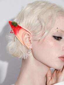 ROMWE Grunge Punk 1 Pair Halloween Green Grass Hanging Mushroom Flower Party Fake Ears - Multicolor - View 4