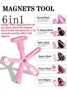 6 In 1 Multi-Functional Strong Magnetic Cat Eye Gel Pen Nail Magnet Tool Magnetic Pen Nail Art Design Shiny Effect Magic Manic Tool, (Usage: After Applying The Cat Eye Glue, Place The Magnet Close To The Nail For 5-10 Seconds And The Effect Will.) - Multicolor - View 4