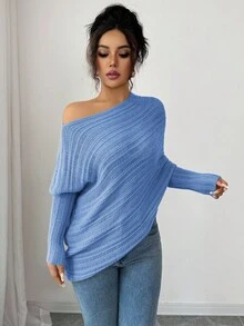 Elenzga 女士秋冬长袖毛衣上衣，适合节日音乐会、复古斯德哥尔摩街头风格、教师办公室工作服、优雅约会穿着 - 淺藍色 - 查看 3