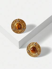 MOTF PREMIUM BÔNG TAI MẮT HỔ TRÒN TRANG TRÍ SANG TRỌNG - Vàng - Xem 6