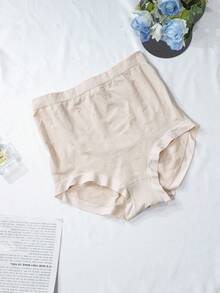 Moonlight&Mama 1pc Women Solid Color High Waist Comfortable Breathable Seamless Maternity Underwear - Apricot - View 1