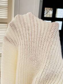 SHEIN 孕妇V领扭纹图案侧开衩下摆休闲针织背心