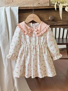 SHEIN Vintaside Kids Baby Girls Dresses Fall Winter - Pink - View 3