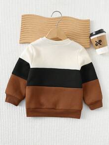Cozy Pixies Áo nỉ chui đầu tay dài cổ dệt kim màu tương phản cho bé trai, đa năng và thoải mái - Nhiều màu - Xem 2