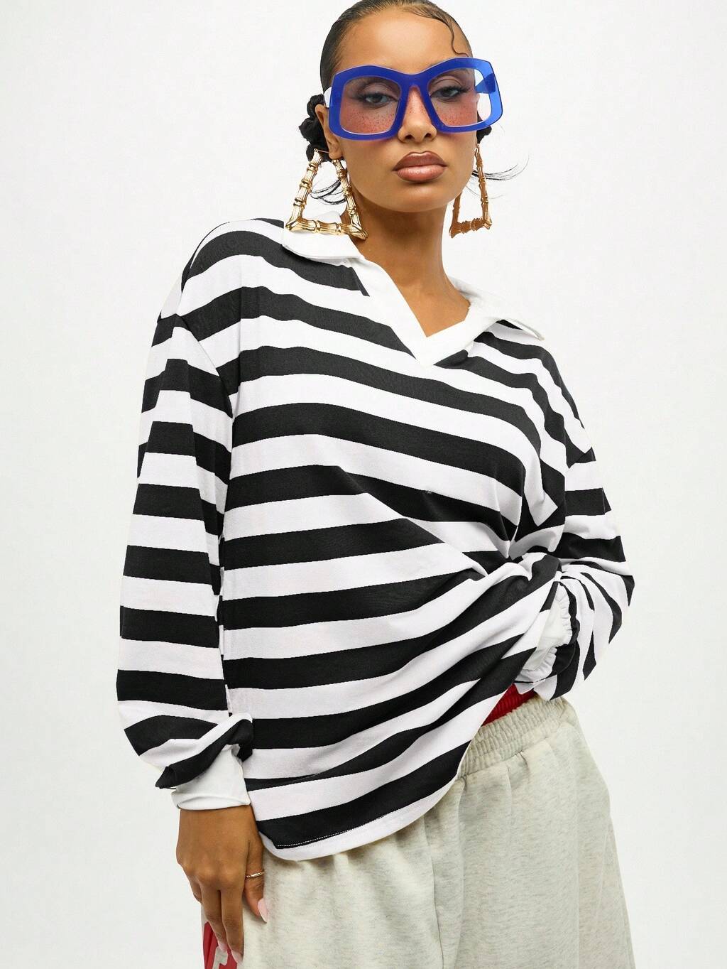 SUMWON WOMEN Classica maglia a righe rugby a maniche lunghe con colletto, stile uniforme scolastica preppy, moda retrò autunno/inverno, essenziale casual rilassato