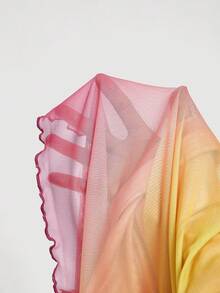 Ombre Bowknot Halter Open Back Asymmetric Dress - Pink - View 5