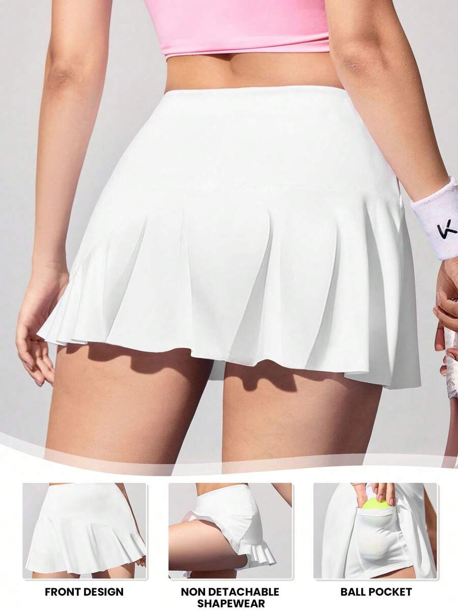 CourtClass 全新多功能运动风格跑步健身户外运动短裙和短裙 - 白色 - 查看 1