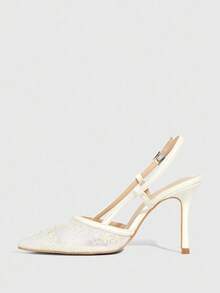 CUCCOO SZL Bailarinas puntiagudas elegantes y sexys de color beige con bloqueo de color, encaje y parches, con espalda descubierta - Beis - Ver 5