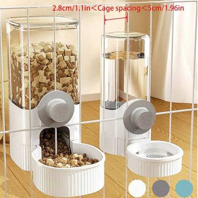 SHEIN 半件悬挂式自动宠物食品喂食器和饮水器套装，重力猫喂食器，带笼式碗