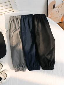 SHEIN Bộ 3 quần dài mềm mại, thoải mái, đa năng cho bé trai, thích hợp mặc hàng ngày, đi học, đi chơi, thể thao, mùa xuân và mùa thu - Nhiều màu - Xem 2
