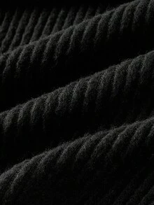 SHEIN MOD 黑白针织拼接条纹衬衫，两用上衣，返校季必备 - 黑與白 - 查看 4
