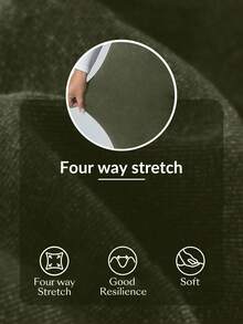 Flexra Plus Size Solid Color Elastic Waist Stretchy Knit Casual Wide Leg Flare Jeans - Army Green - View 7