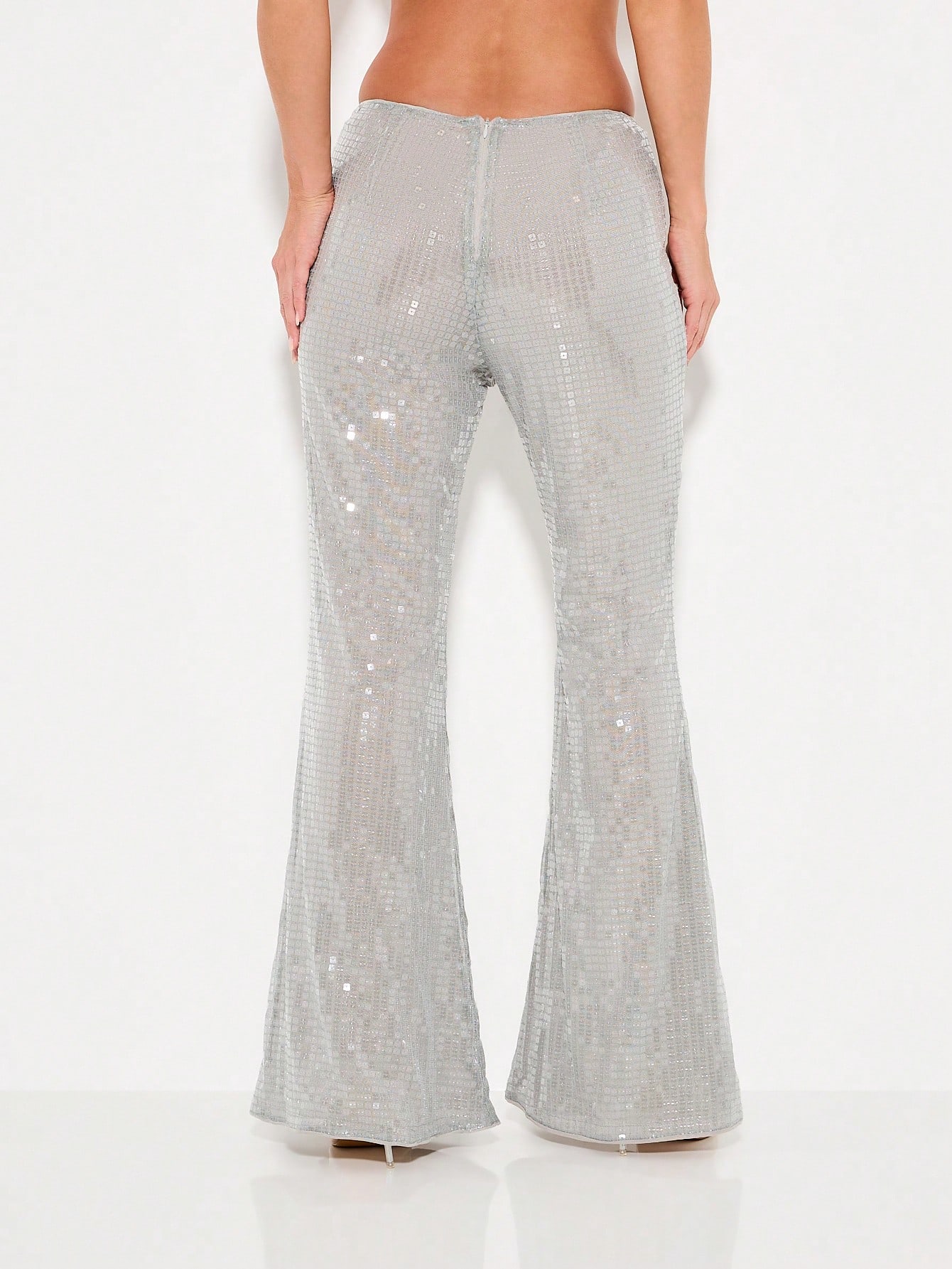 KIZN Pantalones palazzo acampanados con lentejuelas