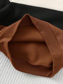 Cozy Pixies Áo nỉ chui đầu tay dài cổ dệt kim màu tương phản cho bé trai, đa năng và thoải mái - Nhiều màu - Xem 6