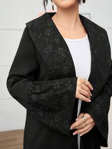 Yasmyna 优雅提花拼布纯色黑色长袍 - 黑色 - 查看 7